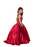 Little Girls Burgundy Cap Shoulder Rhinestone Beaded Fringe Ball Gown 2-6 - SophiasStyle.com